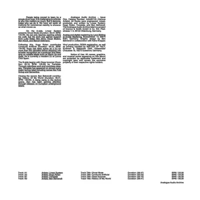 Various Artists — Analogue Audio Archive 001 vinyl cover