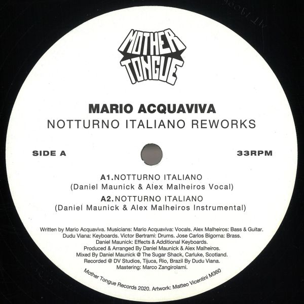 Mario Acquaviva — Notturno Italiano Reworks vinyl cover