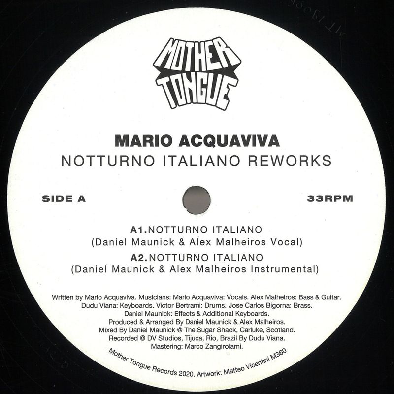 Mario Acquaviva — Notturno Italiano Reworks vinyl cover