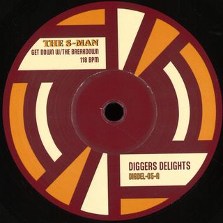 J.Diggns, The S-Man — Get Down with The Break / Love Beats Down (7") vinyl cover