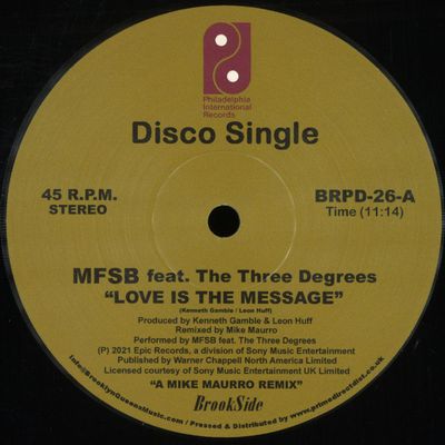 M.f.s.b., The O'jays — Love Is The Message / Message In Our Music vinyl cover