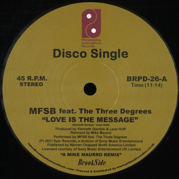 M.f.s.b., The O'jays — Love Is The Message / Message In Our Music vinyl cover