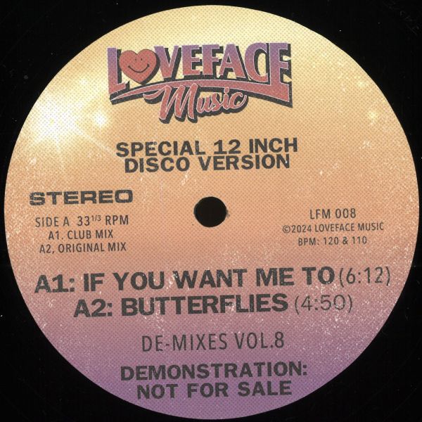 Loveface — De-mixes: Vol 8 vinyl cover