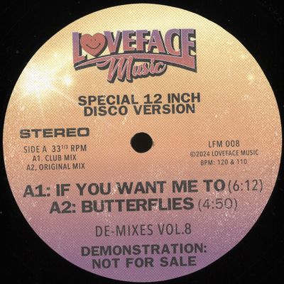 Loveface — De-mixes: Vol 8 vinyl cover