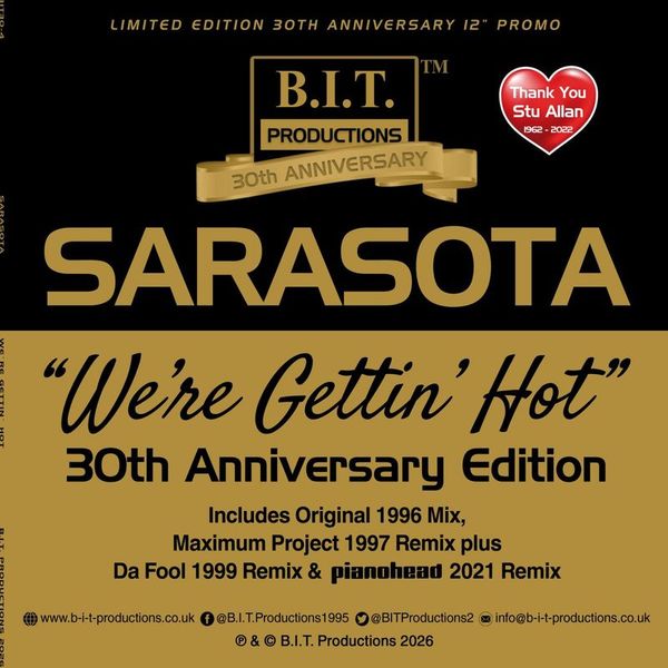 Sarasota — We're Gettin' Hot (30th Anniversary Edition) vinyl cover
