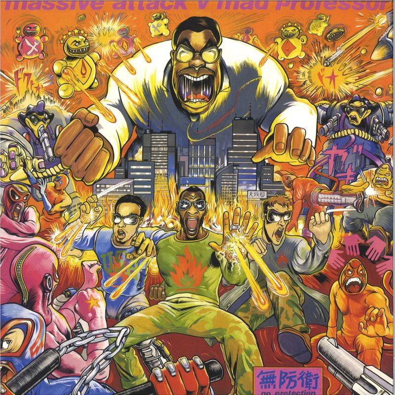 Massive Attack W, Mad Professor — No Protection LP vinyl cover