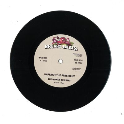 The Honey Drippers, Yellow Sunshine — IMPEACH THE PRESIDENT / YELLOW SUNSHINE (7") vinyl cover