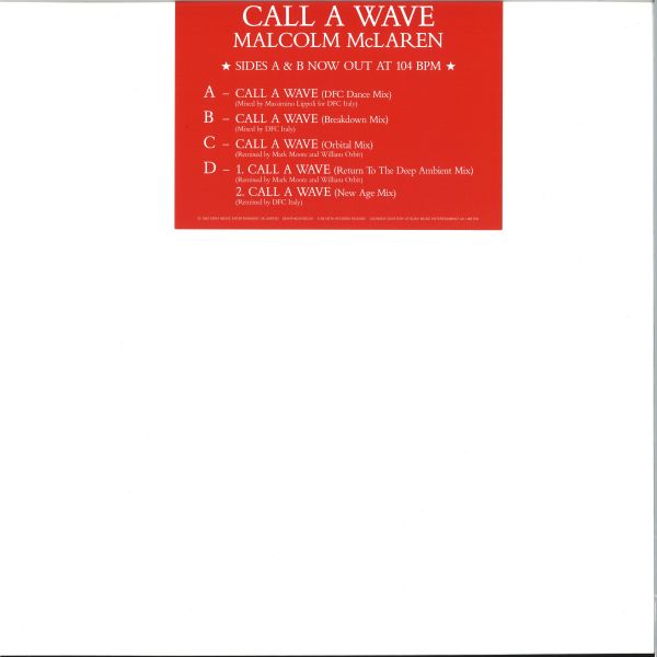 Malcolm Mclaren, The Bootzilla Orchestra — Call A Wave Remixes 2x12" vinyl cover