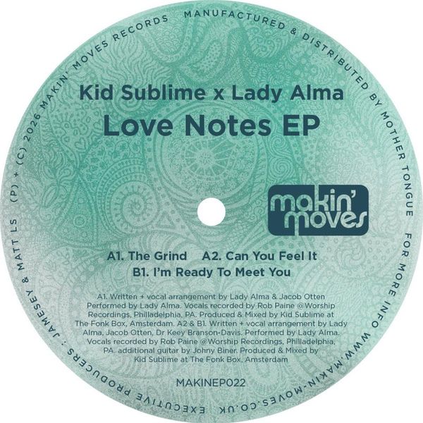 KID SUBLIME x, Lady Alma — Love Notes EP vinyl cover