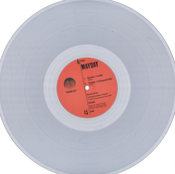 Mayday, Derrick May — Sinister (Clear Vinyl Repress) vinyl cover
