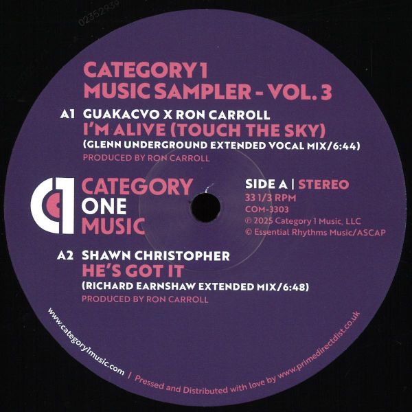 Various — Category 1 Music Sampler - Vol. 3 - Dedicated To The Memory Of Ron Carroll vinyl cover