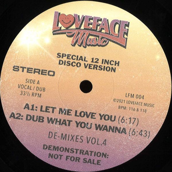 Loveface — De-mixes: Vol 4 vinyl cover