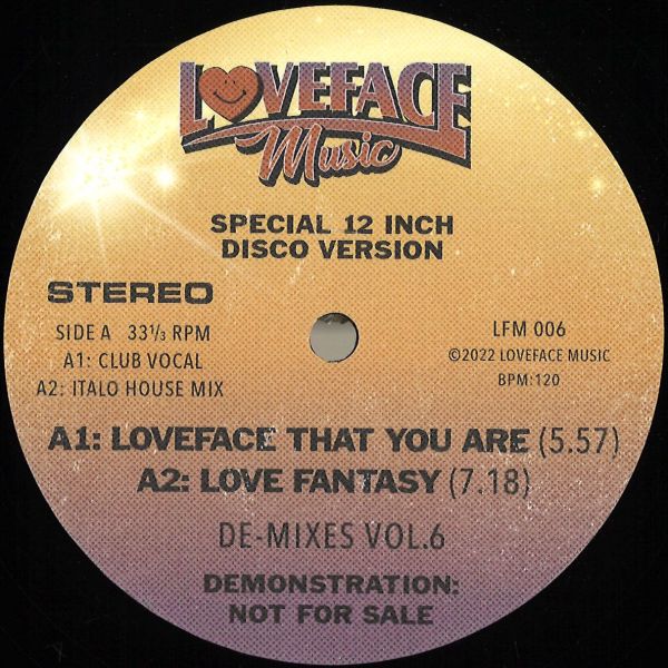 Loveface — De Mixes Vol 6 vinyl cover
