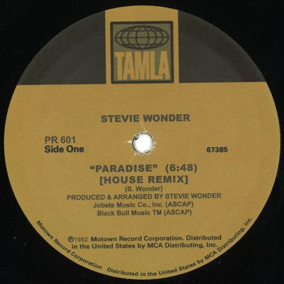 Stevie Wonder — Paradise / Pastime Paradise (House Remixes) vinyl cover