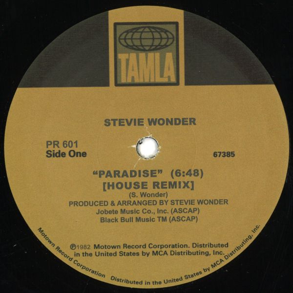 Stevie Wonder — Paradise / Pastime Paradise (House Remixes) vinyl cover