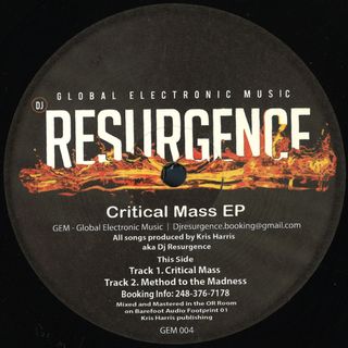Dj Resurgence — Critical Mass EP vinyl cover