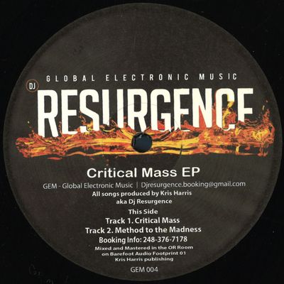 Dj Resurgence — Critical Mass EP vinyl cover