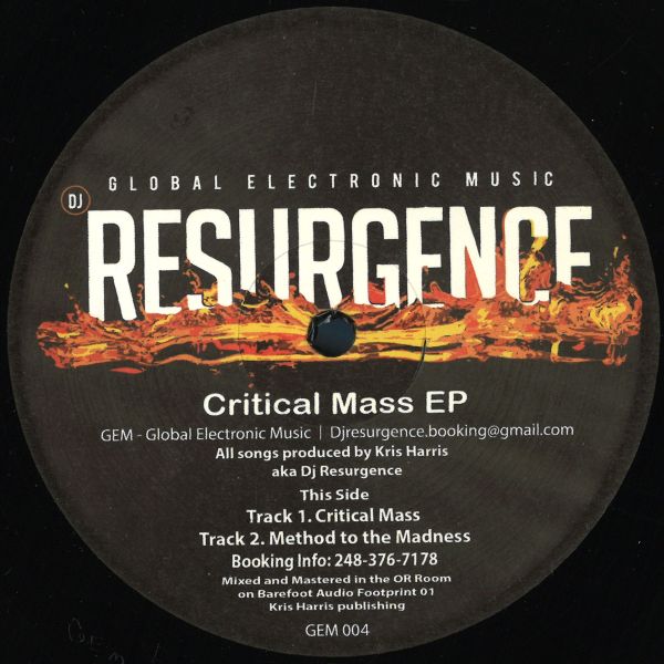 Dj Resurgence — Critical Mass EP vinyl cover