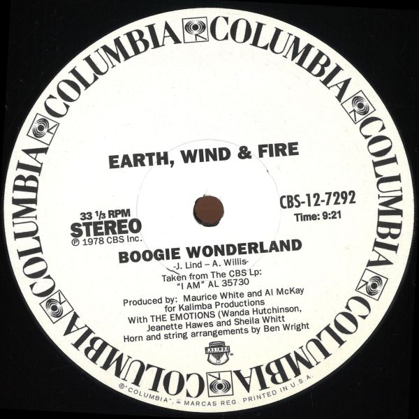 Earth Wind, Fire — Boogie Wonderland / September vinyl cover