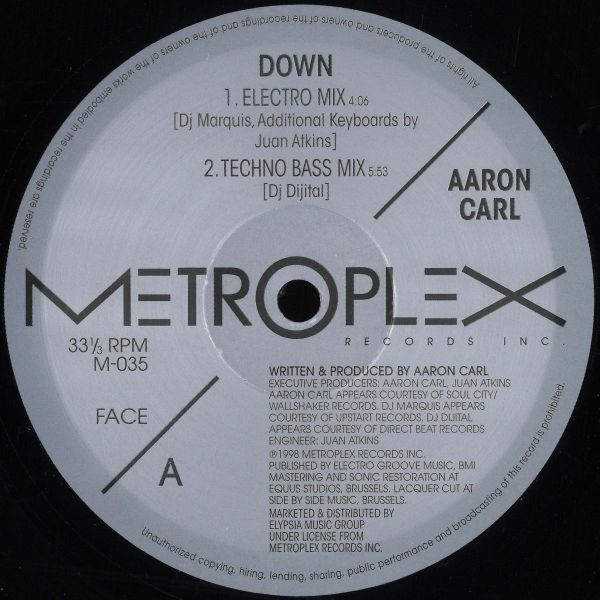 Aaron Carl — Down vinyl cover