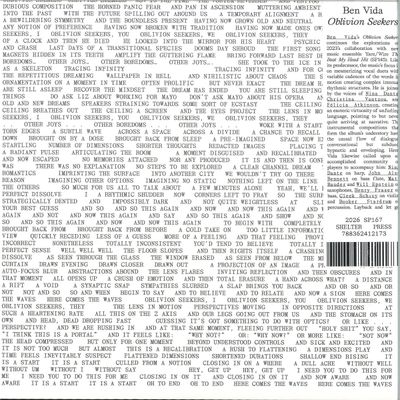 Ben Vida — OBLIVION SEEKERS vinyl cover