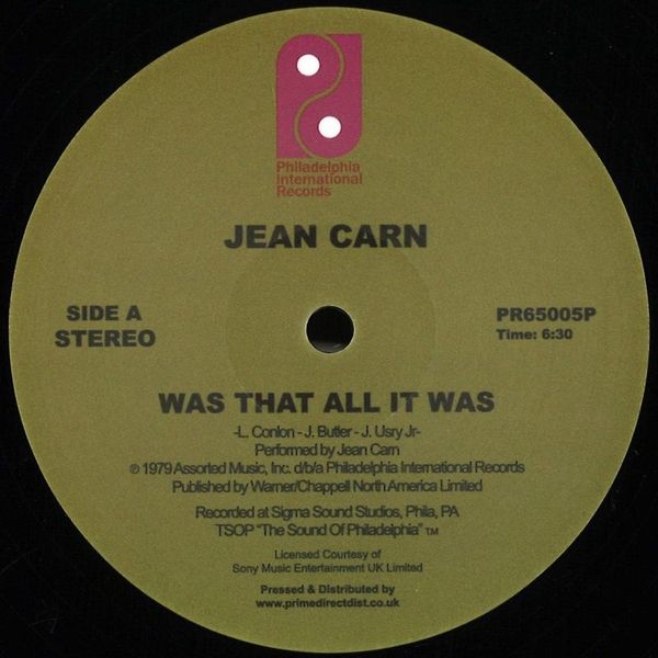 Jean Carn — Was That All It Was / Don't Let It Go to Your Head vinyl cover