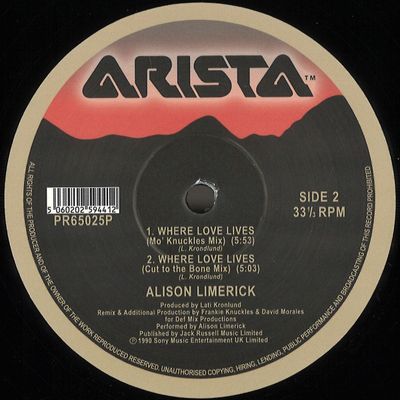 Alison Limerick — Where Love Lives vinyl cover