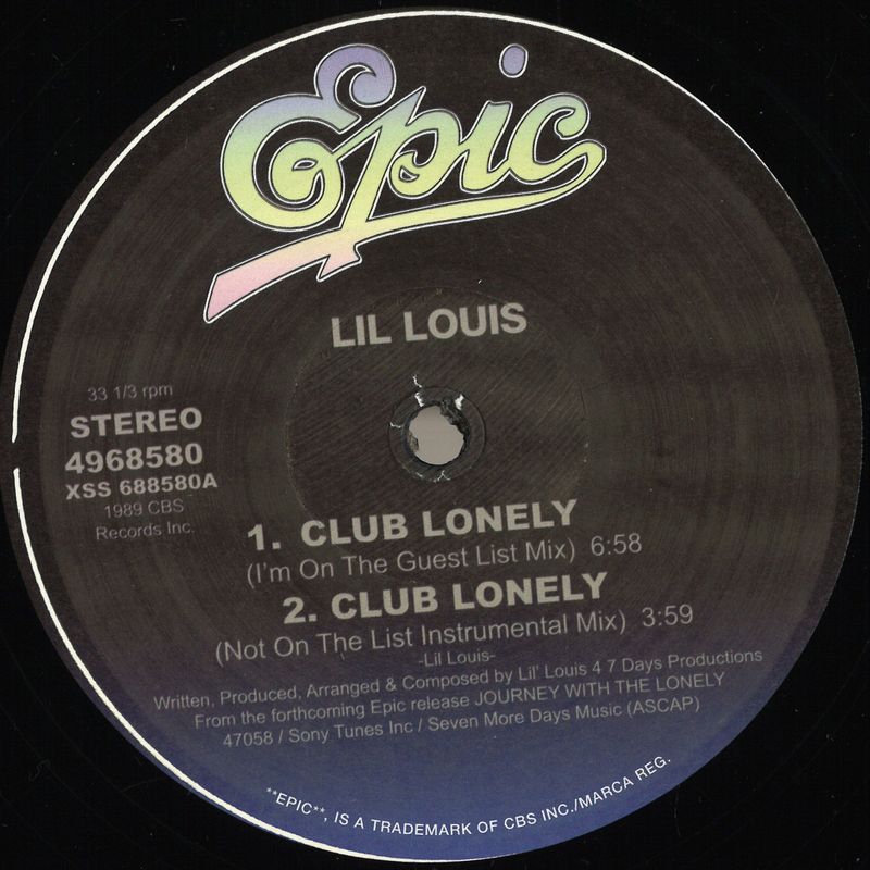 LIL Louis — Cub Lonely vinyl cover