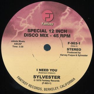 Sylvester — I Need You (Ron Hardy Edit) vinyl cover
