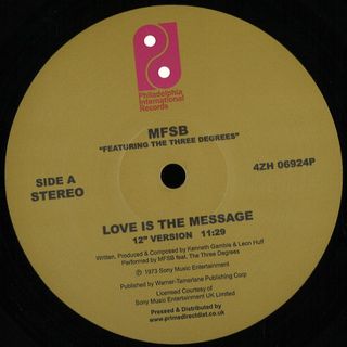 Mfsb, The Three Degrees — Love Is The Message / Stop vinyl cover