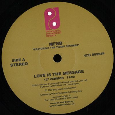 Mfsb, The Three Degrees — Love Is The Message / Stop vinyl cover