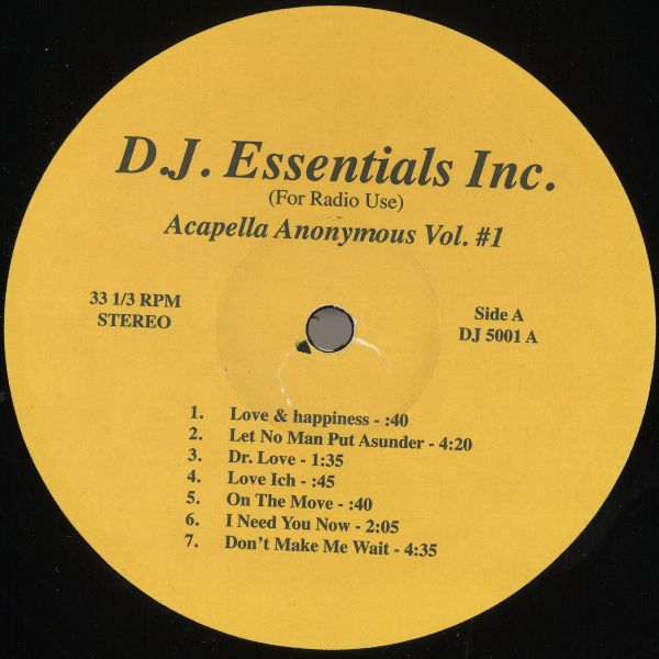 Various — Anonymous Acapella Vol.1 vinyl cover