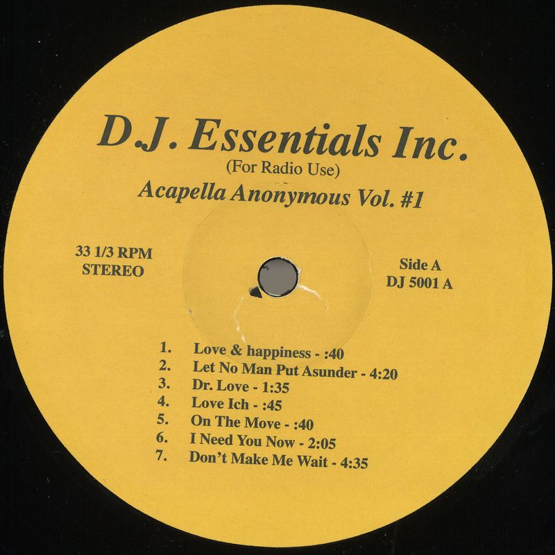 Various — Anonymous Acapella Vol.1 vinyl cover