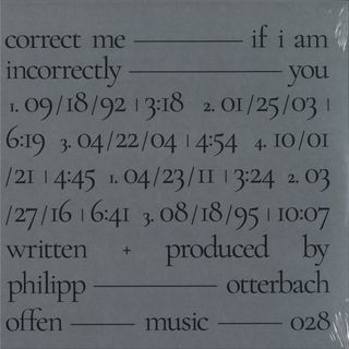 Philipp Otterbach — CORRECT ME IF I AM INCORRECTLY YOU LP vinyl cover