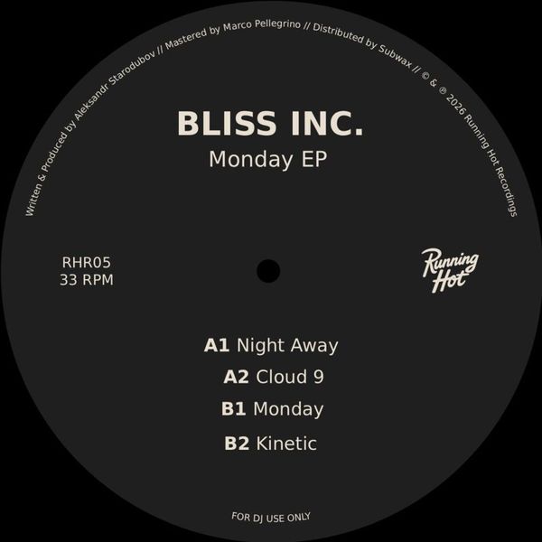 Bliss Inc. — Monday EP vinyl cover
