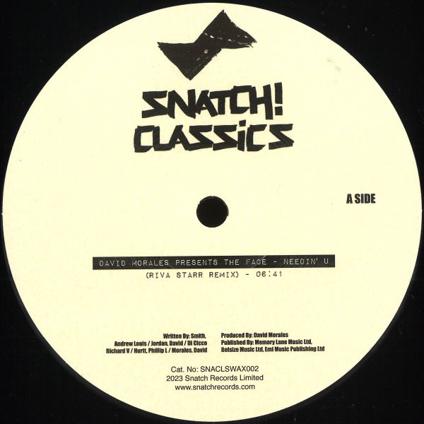 David Morales, The Face, Fpi Project — Needin U / Rich In Paradise (Going Back To My Roots) vinyl cover