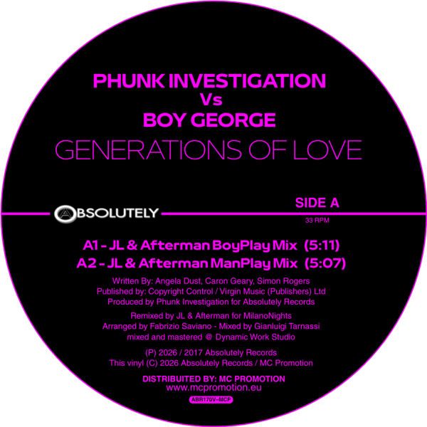 Phunk Investigation, Boy George — Generations Of Love vinyl cover