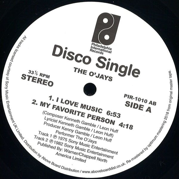 The O'Jays — I Love Music vinyl cover