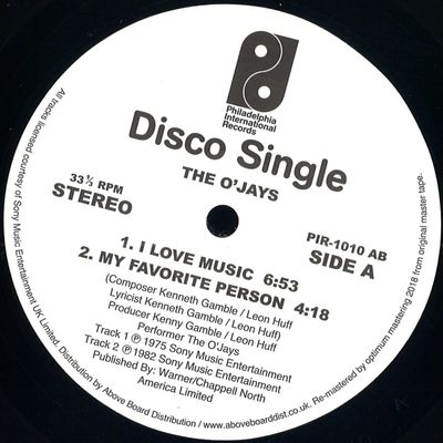 The O'Jays — I Love Music vinyl cover