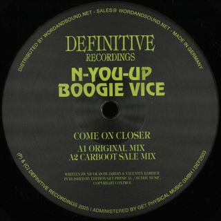 N-You-Up, Boogie Vice — Come On Closer vinyl cover