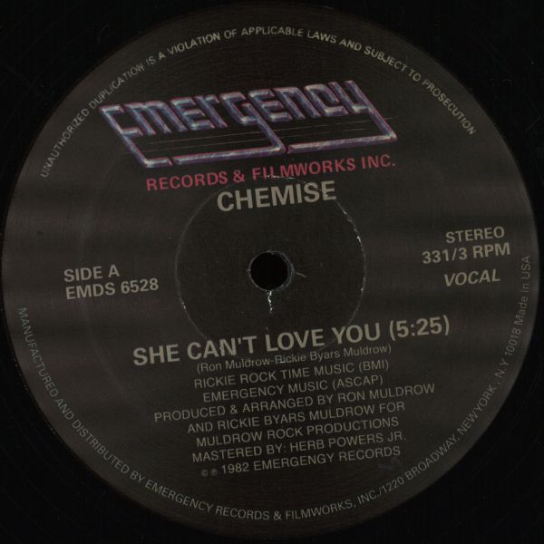 Chemise — She Can't Love You vinyl cover