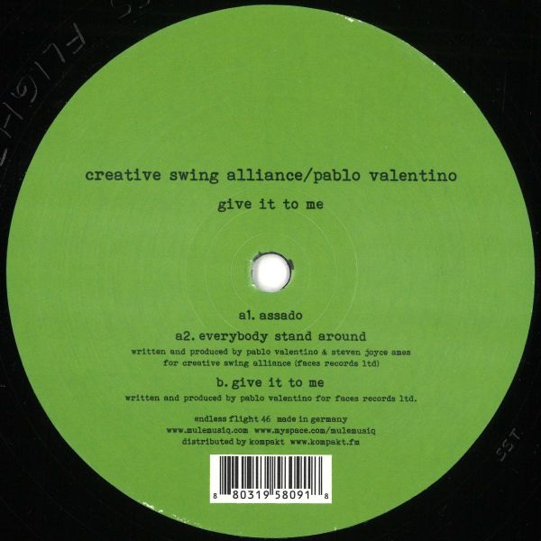 Creative Swing Alliance, pablo Valentino — Give It To Me vinyl cover